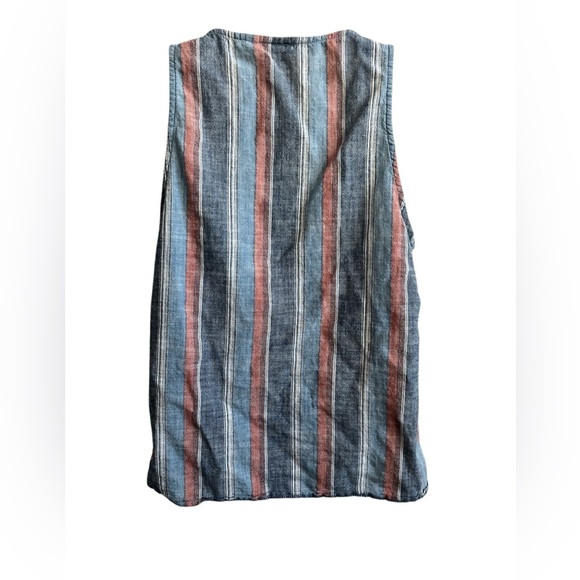 AG Adriano Goldschmeid Sleeveless Button Cynthia Top Striped Tie Woven Small - Picture 5 of 6